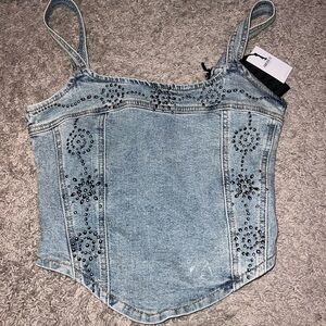Forever 21 Light Blue Studded Denim Cami